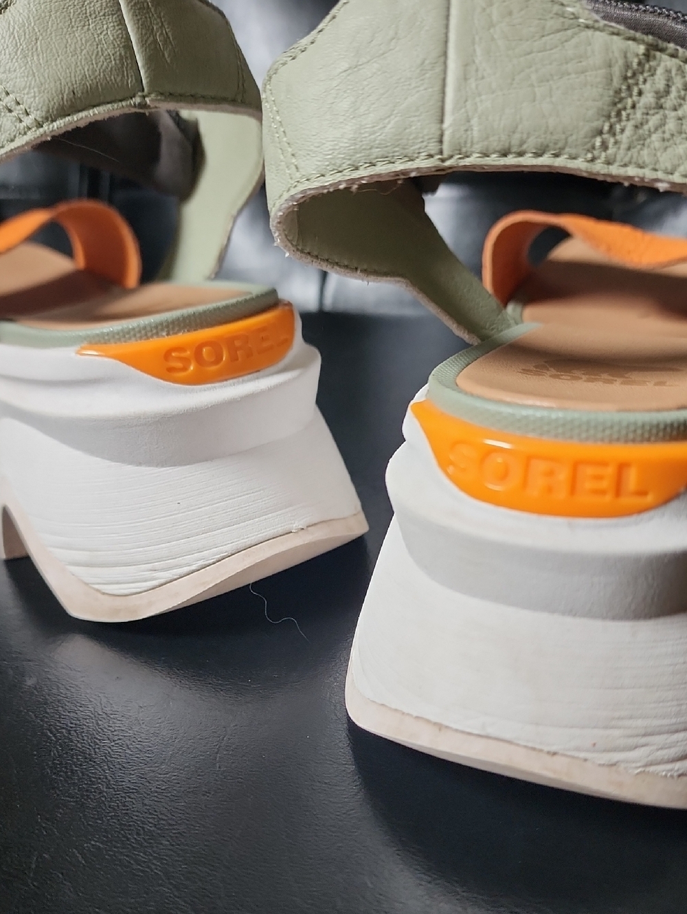 SOREL Kinetic Impact Y-Strap High Sandal Safari Sea Salt Koi Orange Platform 10 - Picture 4 of 13